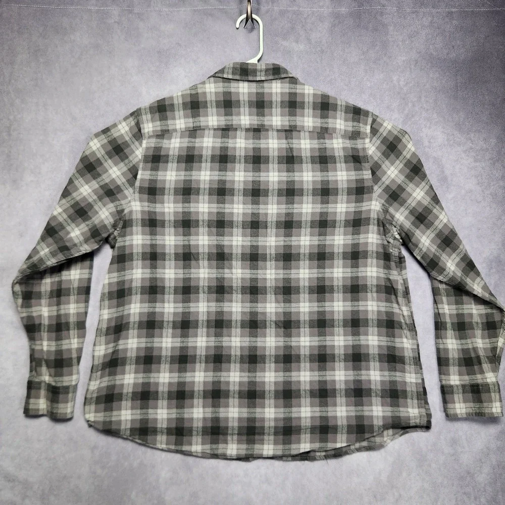 Lucky Brand Mens XXL Gray Plaid Flannel Button Down Shirt Cotton Long Sleeve